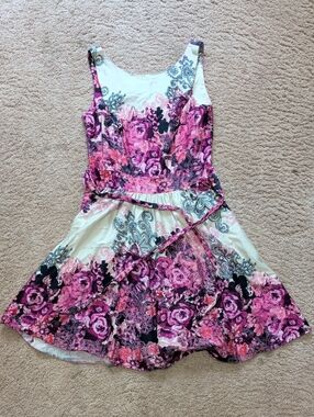Floral Pink Purple & Cream Summer Dress